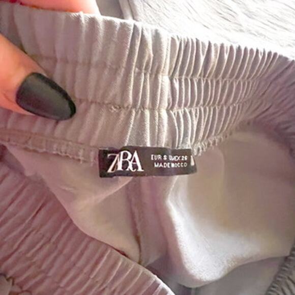 Zara Wide Leg Flowing Pull On Palazzo Pants High Waisted Womens Small Light Blue - Picture 9 of 11